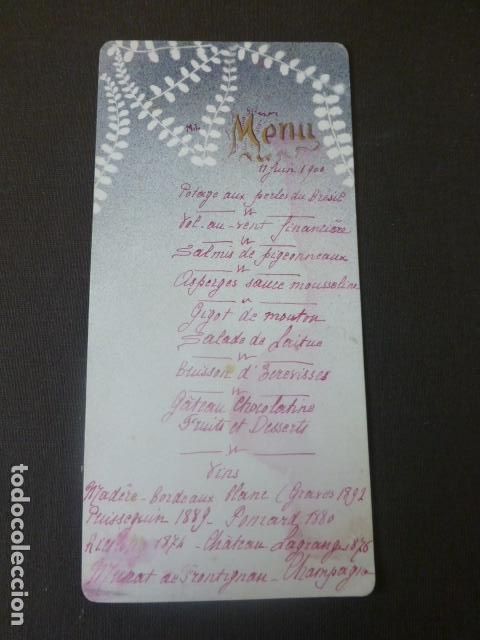 Collezionismo: MENU CARTA MINUTA 1900 PINTADO A MANO