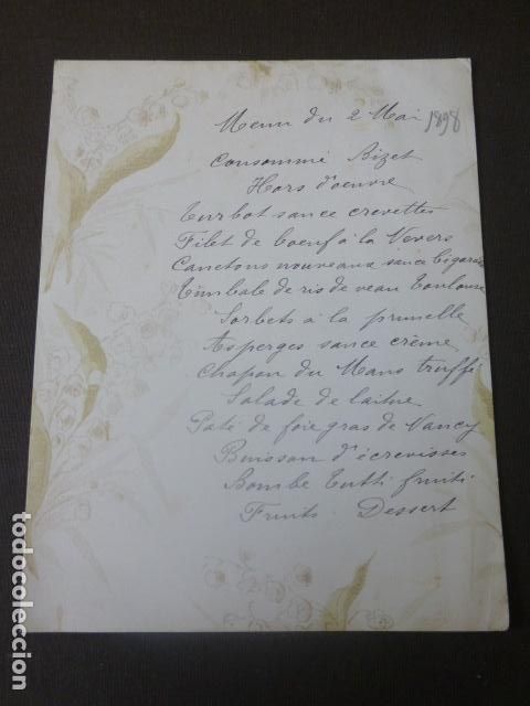 Sammelleidenschaft Papier: MENU CARTA MINUTA 1898
