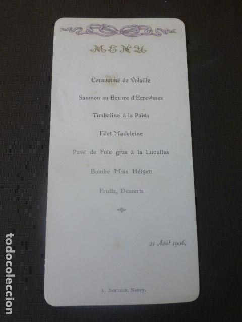 Sammelleidenschaft Papier: MENU CARTA MINUTA 1906