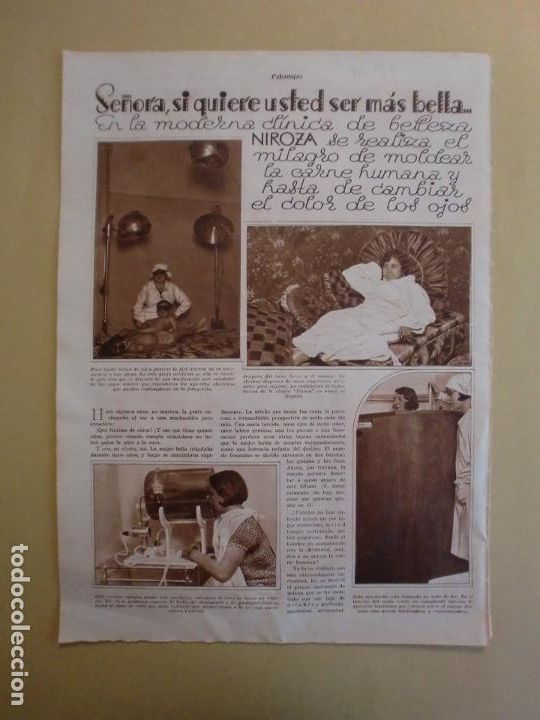 Coleccionismo: MODERNA CLINICA DE BELLEZA NIROZA CON LOS APARATOS MAS MODERNOS - PASTA PERBOROL - 7/2/1931