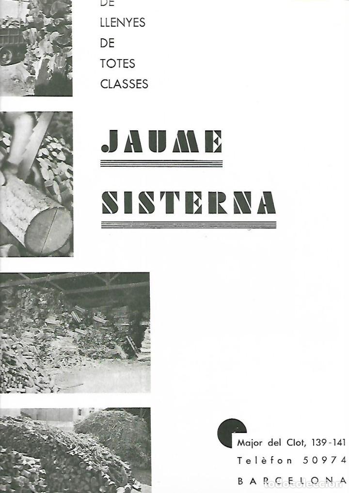 Collezionismo: A&Ntilde;O 1933 PUBLICIDAD JAUME SISTERNA MAGATZEM DE LLENYA ALMACEN DE LE&Ntilde;A BARCELONA