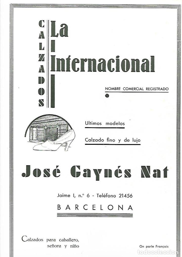 Collezionismo: A&Ntilde;O 1933 PUBLICIDAD JOSE GAYNES NAT CALZADOS LA INTERNACIONAL ZAPATERIA BARCELONA