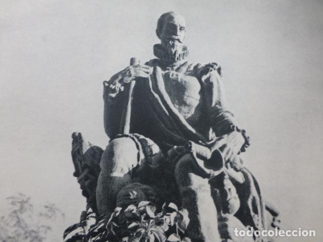 Coleccionismo: VISO DEL MARQUES CIUDAD REAL ESTATUA DE ALVARO DE BAZAN ANTIGUA LAMINA HUECOGRABADO A&Ntilde;OS 50