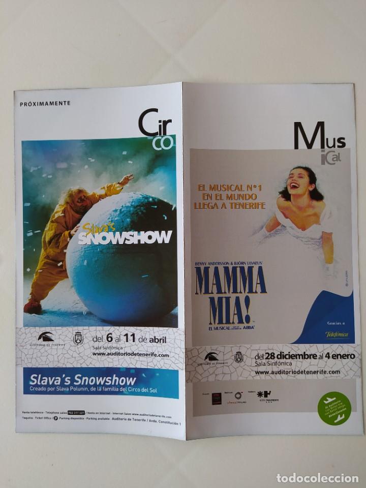 Coleccionismo: FOLLETO DIPTICO MAMMA MIA EL MUSICAL /ABBA /AUDITORIO DE TENERIFE 2009-2010 /SLAVA&rsquo;S SNOWSHOW
