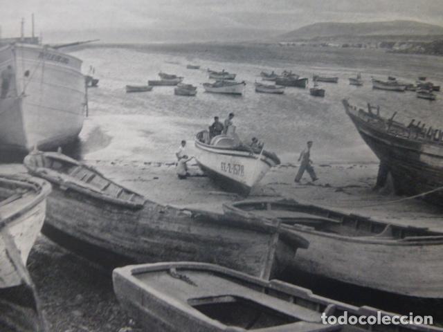 Sammelleidenschaft Papier: BURELA LUGO BARCAS ANTIGUA LAMINA HUECOGRABADO A&Ntilde;OS 50