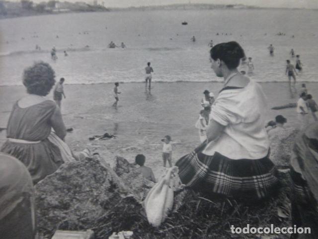 Colecionismo: LA CORU&Ntilde;A PLAYA DE SANTA CRISTINA ANTIGUA LAMINA HUECOGRABADO A&Ntilde;OS 50