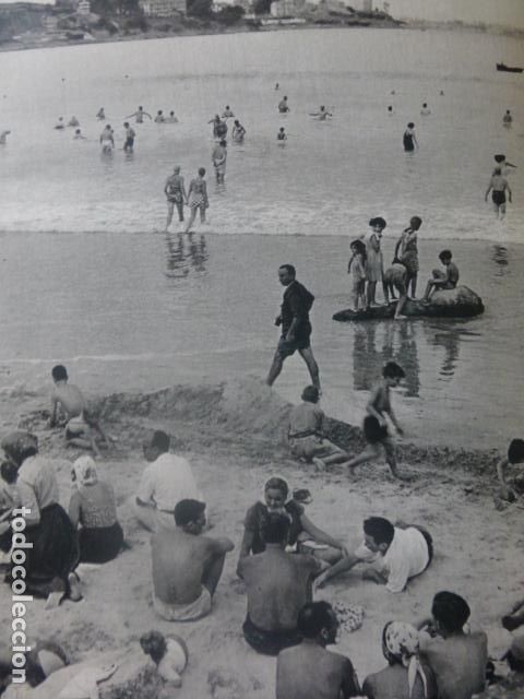 Coleccionismo: LA CORU&Ntilde;A PLAYA DE SANTA CRISTINA ANTIGUA LAMINA HUECOGRABADO A&Ntilde;OS 50