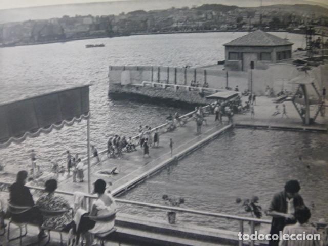 Colecionismo: LA CORU&Ntilde;A PISCINA ANTIGUA LAMINA HUECOGRABADO A&Ntilde;OS 50