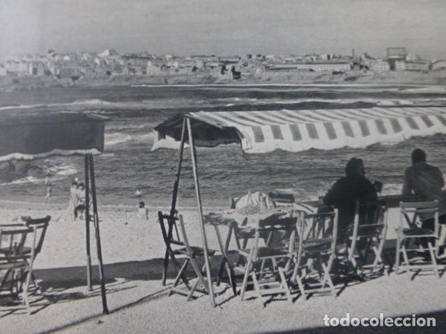 Coleccionismo: LA CORU&Ntilde;A PLAYA DE RIAZOR ANTIGUA LAMINA HUECOGRABADO A&Ntilde;OS 50