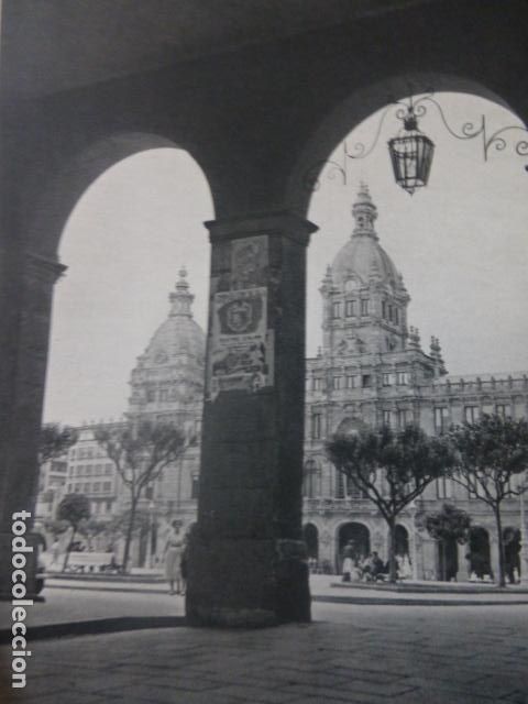 Sammelleidenschaft Papier: LA CORU&Ntilde;A PLAZA DE MARIA PITA ANTIGUA LAMINA HUECOGRABADO A&Ntilde;OS 50