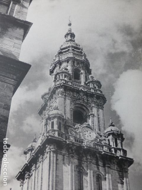 Collecting paper: SANTIAGO DE COMPOSTELA LA CORU&Ntilde;A TORRE DEL RELOJ ANTIGUA LAMINA HUECOGRABADO A&Ntilde;OS 50