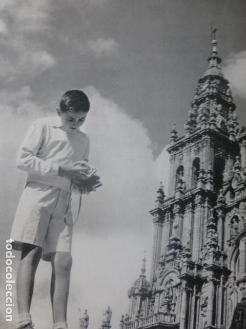 Collecting paper: SANTIAGO DE COMPOSTELA LA CORU&Ntilde;A LA CATEDRAL ANTIGUA LAMINA HUECOGRABADO A&Ntilde;OS 50