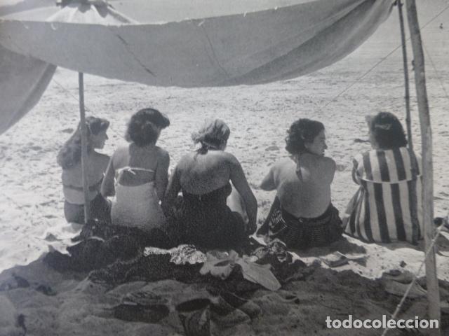 Collecting paper: SANJENJO PONTEVEDRA PLAYA ANTIGUA LAMINA HUECOGRABADO A&Ntilde;OS 50