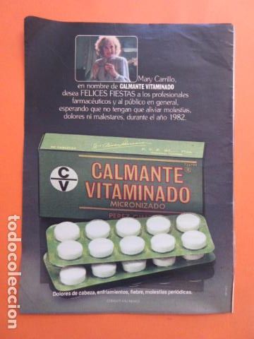 Coleccionismo: PUBLICIDAD 1982 - MEDICINA FARMACIA - CALMANTE VITAMINADO MARY CARRILLO - TAMA&Ntilde;O 22,5 x 30 CM