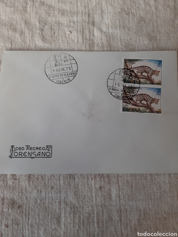 Sammelleidenschaft Papier: LICEO RECREO ORENSANO 1973 EXPOSICI&Oacute;N FILAT&Eacute;LICA AJEDREZ GALICIA MATASELLO 15 ENERO