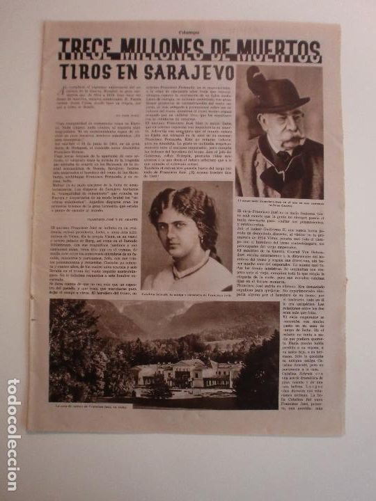 Colecionismo: TRECE MILLONES DE MUERTOS TIROS EN SARAJEVO - INTEA - 21/7/1934