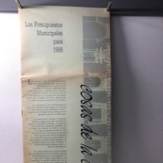 Coleccionismo: CUADERNILLO O PROGRAMA SOBRE LOS PRESUPUESTOS MUNICIPALES PARA EL AÑO 1988 ·· ALICANTE ·· 42 X 18 CM