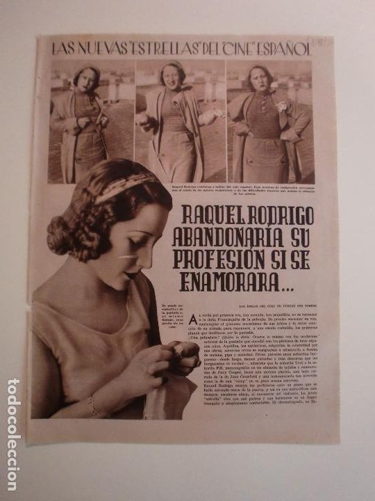 Collectionnisme: LAS NUEVAS ESTRELLAS DEL CINE ESPA&Ntilde;OL RAQUEL RODRIGO - 12/5/1934