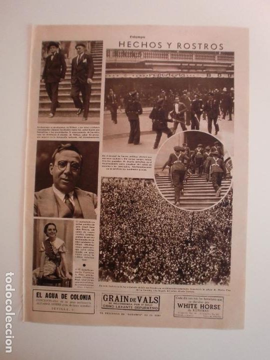 Coleccionismo: HECHOS Y ROSTROS - CACHEOS EN EL ARENAL GUARDIAS EN EL AYUNTAMIENTO ALCALDE DE BILBAO - 18/8/1934