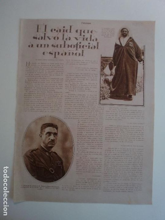 Coleccionismo: EL CAID QUE SALVO LA VIDA AL SUBOFICIAL D CABALLERIA ESPA&Ntilde;OL D. RAM&Oacute;N JIMENO - FIXOL - 19/8/1930