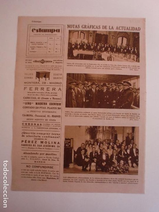Coleccionismo: NOTAS GRAFICA D LA ACTUALIDAD EN VIGO Y SAN SEBASTIAN - GESTOS VOCES ACTOS D ALBERTO INSUA 7/2/1928