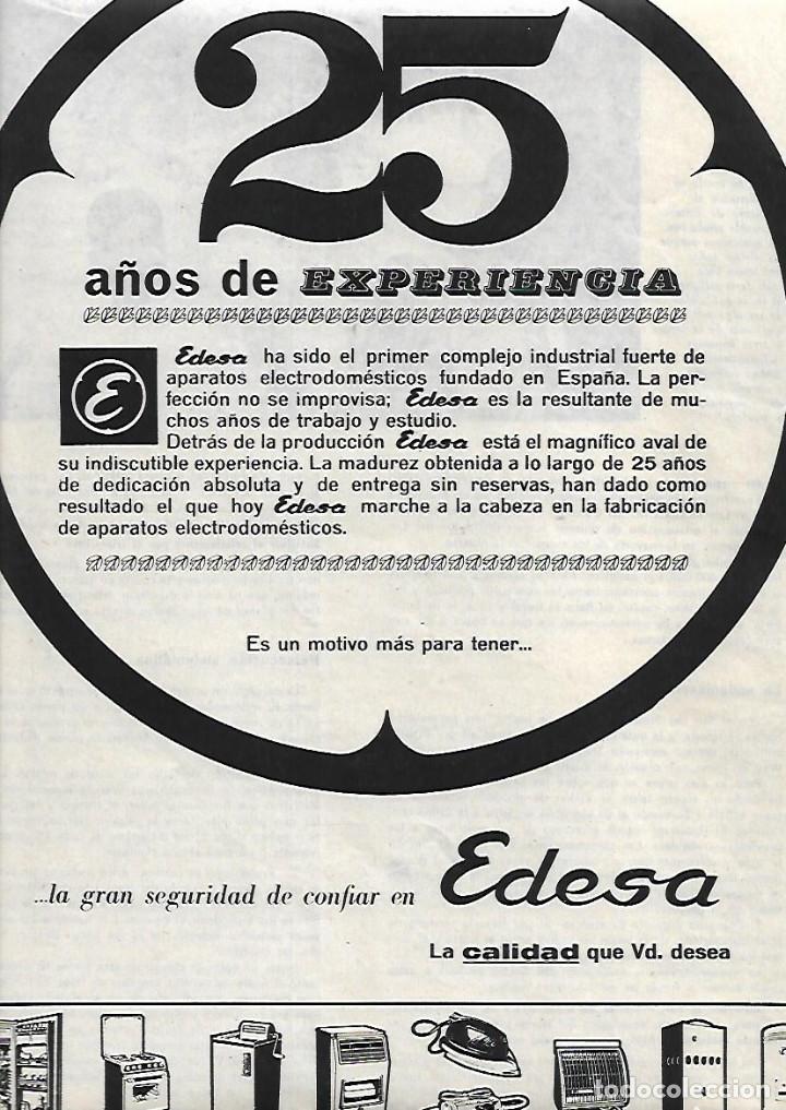 Collectionnisme: A&Ntilde;O 1964 PUBLICIDAD ELECTRODOMESTICOS EDESA 25 A&Ntilde;OS DE EXPERIENCIA FRIGORICO NEVERA PLANCHA COCINA