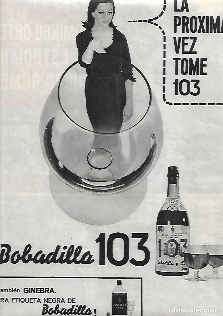 Coleccionismo: A&Ntilde;O 1964 PUBLICIDAD BEBIDAS BRANDY BOBADILLA 103 GINEBRA BOBADILLA ETIQUETA NEGRA