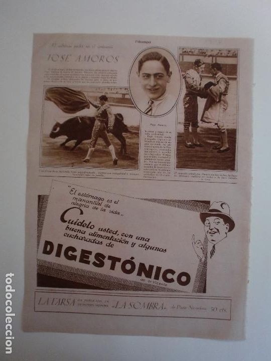 Coleccionismo: LA ALTERNATIVA DEL DIESTRO A MATADOR JOSE AMOROS - SANGRE Y ARENA - 19/8/1930