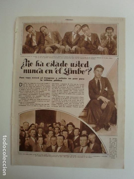 Colecionismo: &iquest; NO HA ESTADO UD. NUNCA EN EL LIMBO ? PUES VAYA UD. AL CONGRESO - 7/11/1931