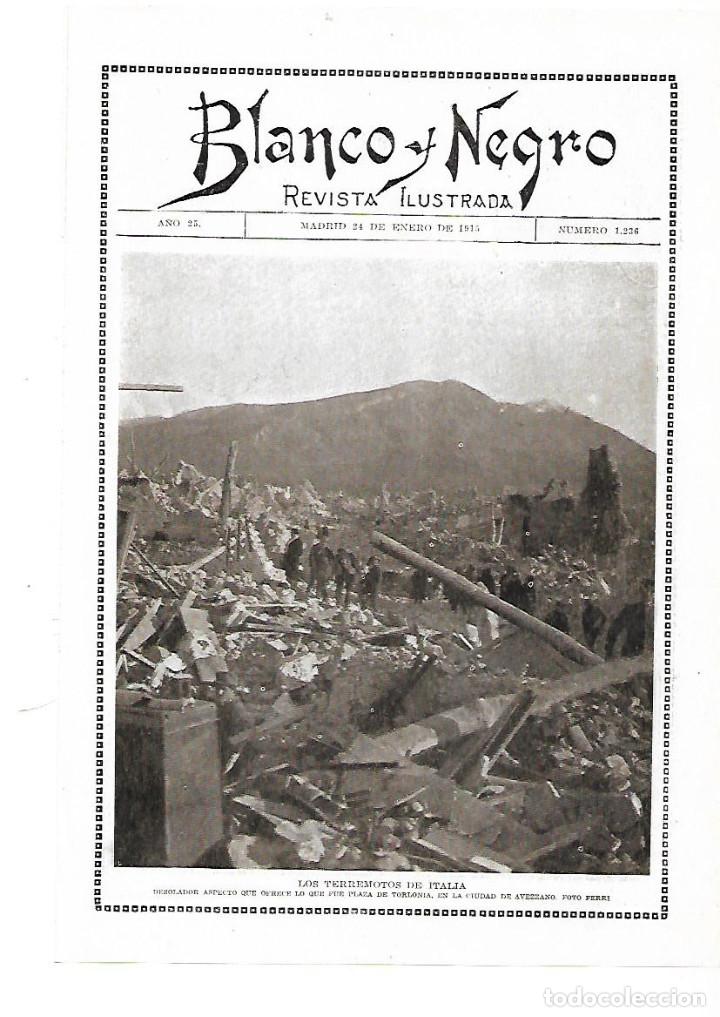 Collecting paper: A&Ntilde;O 1915 RECORTE PRENSA TERREMOTOS ITALIA PLAZA DE TORLONIA AVEZZANO TRANSPORTE HERIDOS CATASTROFE