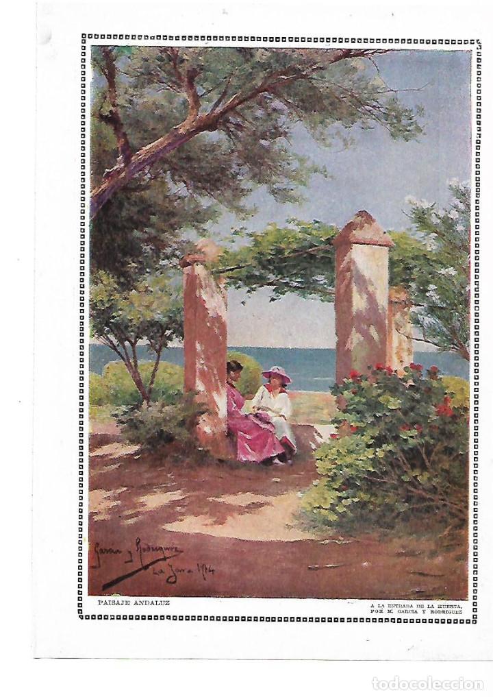 Coleccionismo: A&Ntilde;O 1915 RECORTE PRENSA PINTURA DIBUJO LAMINA PAISAJE ANDALUZ GARCIA RODRIGUEZ ENTRADA DE LA HUERTA