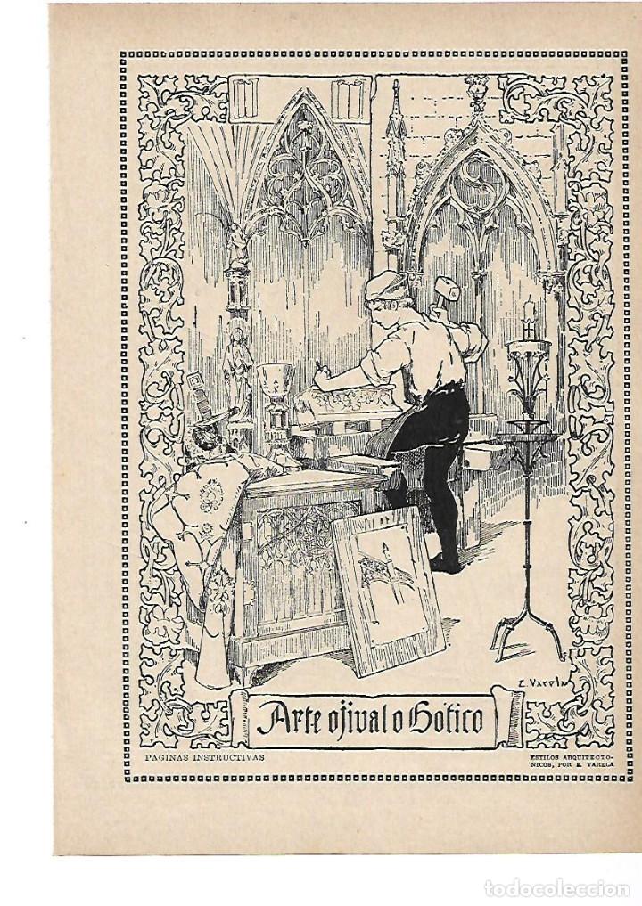 Collecting paper: A&Ntilde;O 1915 RECORTE PRENSA DIBUJO ARTE OJIVAL O GOTICO ESTILOS ARQUITECTONICOS POR VARELA