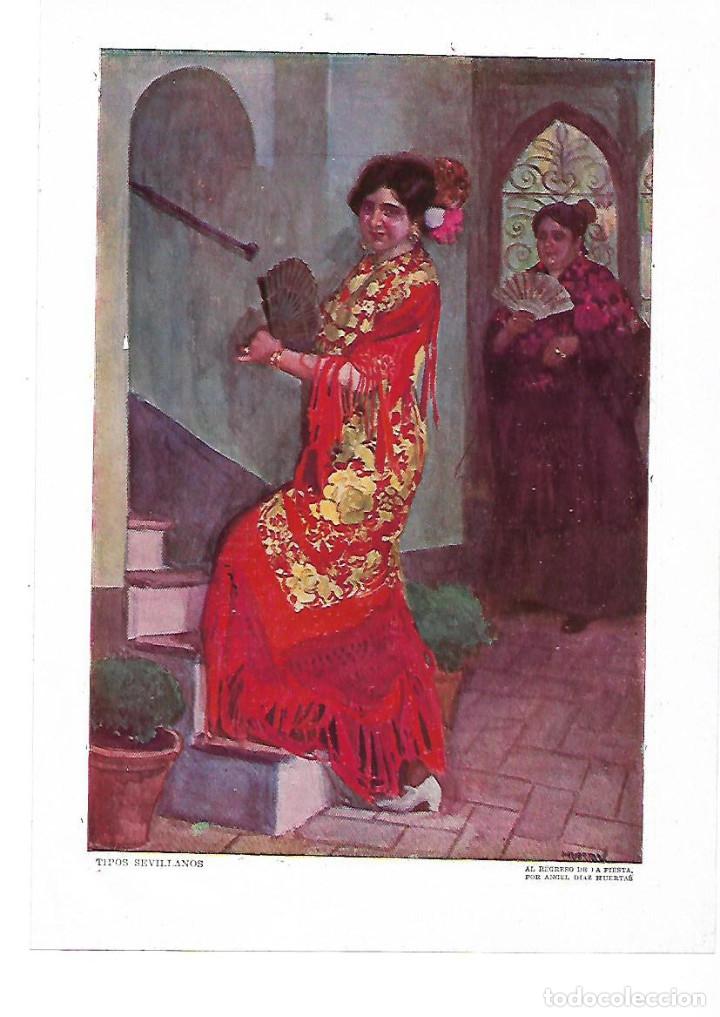 Collezionismo: A&Ntilde;O 1915 RECORTE PRENSA DIBUJO PINTURA TIPOS SEVILLANOS REGRESO DE LA FIESTA POR DIAZ HUERTAS