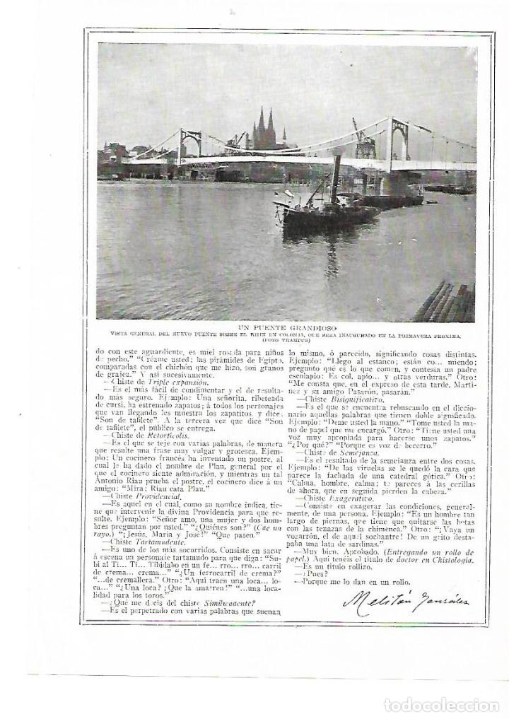 Colecionismo: A&Ntilde;O 1915 RECORTE PRENSA NUEVO PUENTE GRANDIOSO SOBRE EL RHIN EN COLONIA ALEMANIA