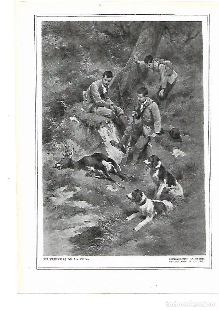 Collectionnisme: A&Ntilde;O 1915 RECORTE PRENSA CAZA EN VISPERAS DE LA VEDA CONTEMPLANDO LA ULTIMA VICTIMA DIBUJO REGIDOR