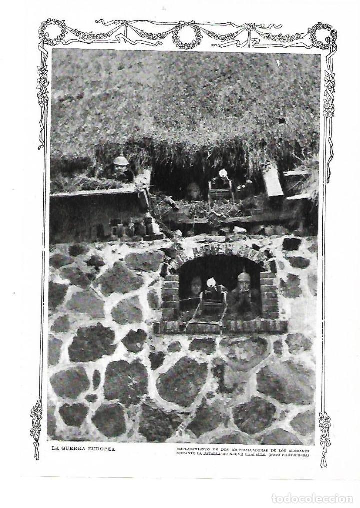 Colecionismo: A&Ntilde;O 1915 RECORTE PRENSA GUERRA EUROPEA BATALLA NEUVE CHAPELLE AMETRALLADORAS ALEMANAS