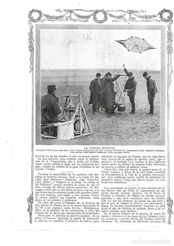 Collecting paper: A&Ntilde;O 1915 GUERRA EUROPEA FRANCIA SOLDADOS COMETA CON CAMARA FOTOGRAFICA ESPIAR TRINCHERAS ENEMIGAS