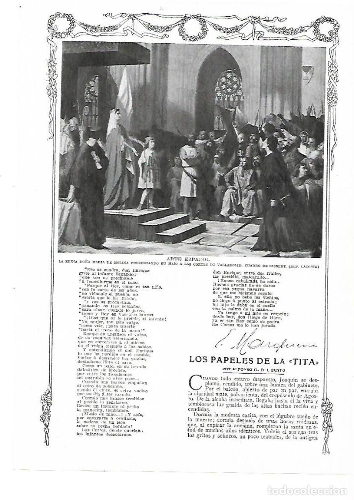 Collectionnisme: A&Ntilde;O 1915 PINTURA GISBERT CUADRO REINA MARIA DE MOLINA PRESENTADO SU HIJO A LAS CORTES DE VALLADOLID