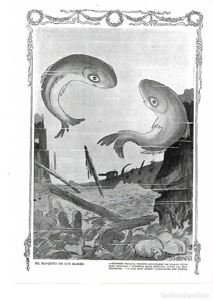 Collecting paper: A&Ntilde;O 1915 RECORTE PRENSA DIBUJO GUERRA CARICATURA EL BLOQUEO DE LOS MARES POR SILENO HUMOR COMIC