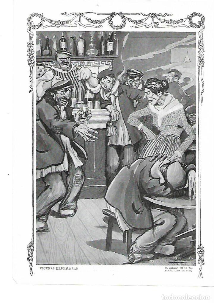Collecting paper: A&Ntilde;O 1915 RECORTE PRENSA DIBUJO CARICATURA MADRID ESCENAS MADRILE&Ntilde;AS EN LA TABERNA POR TITO