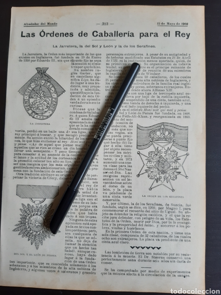 Coleccionismo: ORDENES DE CABALLER&Iacute;A PARA EL REY. LA JARRETERA, LA DEL SOL Y EL LE&Oacute;N Y LA DELOS SERAFINES.1902