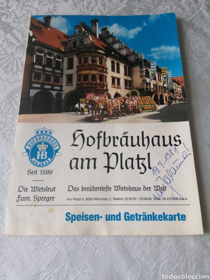 Coleccionismo: CARTA CERVECERIA HOFBRAUHAUS M&Uuml;NCHEN. 1981.