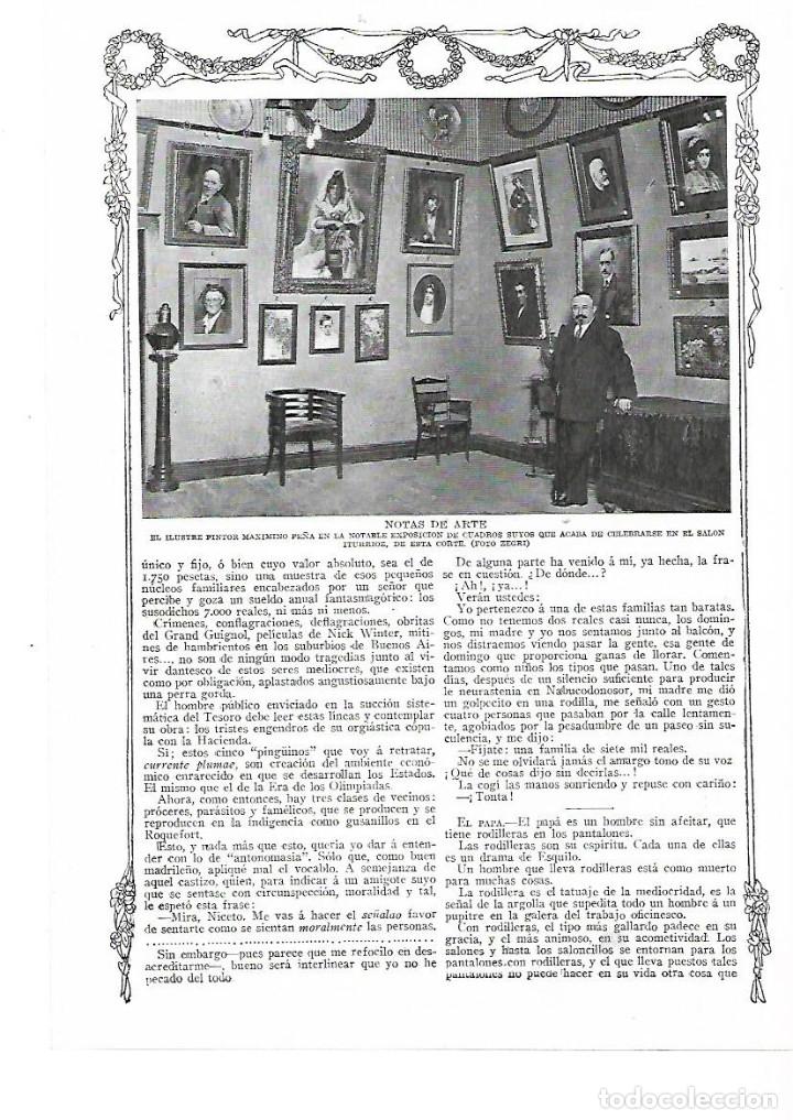 Sammelleidenschaft Papier: A&Ntilde;O 1915 RECORTE PRENSA PINTURA EXPOSICION MAXIMINO PE&Ntilde;A EN EL SALON ITURRIOZ