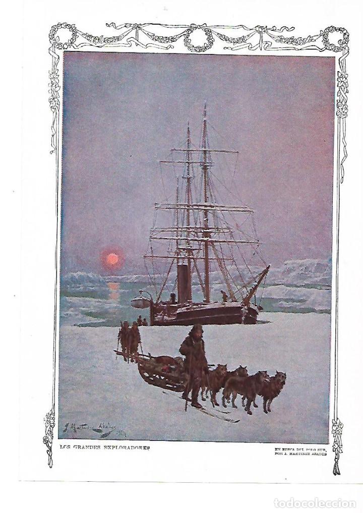 Sammelleidenschaft Papier: A&Ntilde;O 1915 RECORTE PRENSA PINTURA DIBUJO GRANDES EXPLORADORES EN BUSCA DEL POLO SUR MARTINEZ ABADES