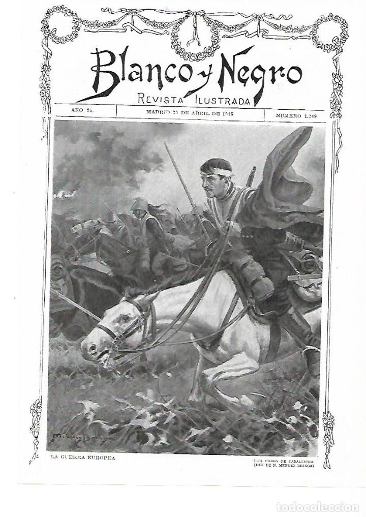 Collectionnisme: A&Ntilde;O 1915 RECORTE PRENSA DIBUJO GUERRA EUROPEA UNA CARGA DE CABALLERIA POR MENDEZ BRINGA
