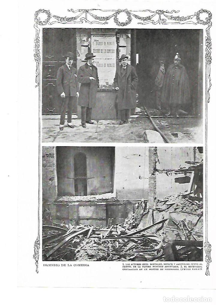 Coleccionismo: A&Ntilde;O 1915 RECORTE PRENSA INCENDIO TEATRO DE LA COMEDIA ACTORES GONZALEZ ASQUERINO BONAFE BOMBEROS