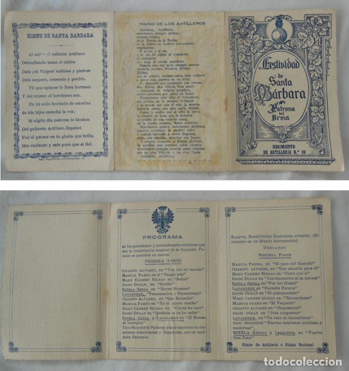 Collezionismo: FESTIVIDAD DE SANTA B&Aacute;RBARA, PATRONA DEL ARMA. REGIMIENTO DE ARTILLERIA N&ordm; 10