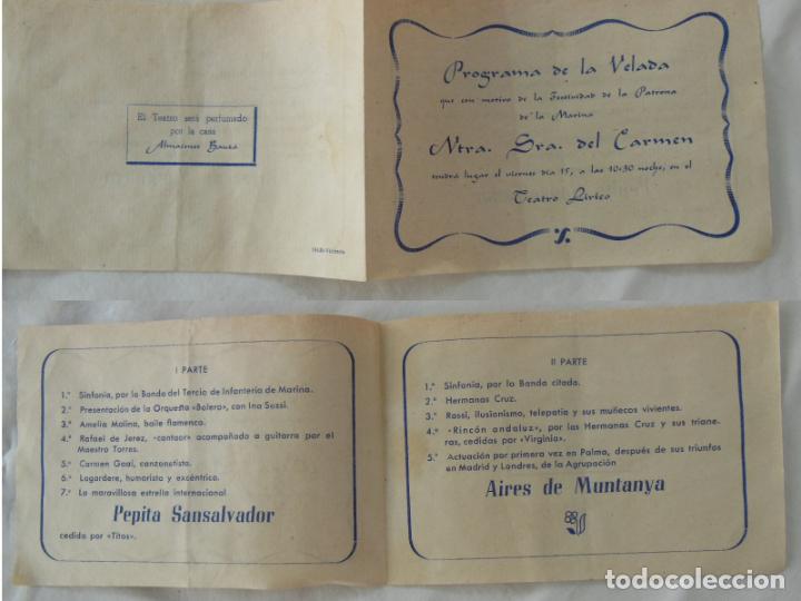 Coleccionismo: PROGRAMA VELADA, FESTIVIDAD DE LA PATRONA DE LA MARINA, Ntra Sra del Carmen. TEATRO L&Iacute;RICO. Victoria