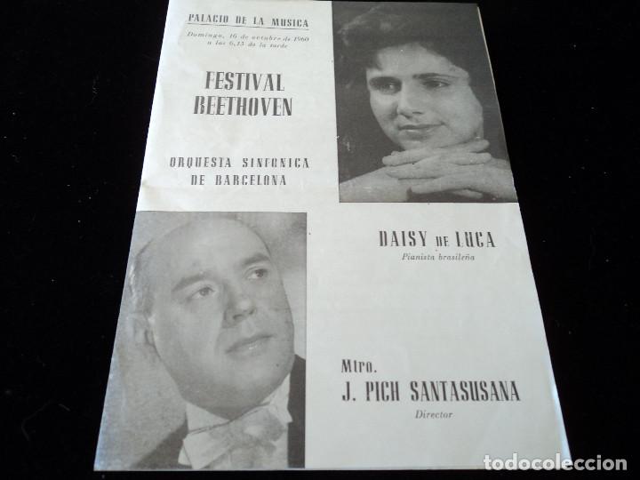 Coleccionismo: PALACIO DE LA MUSICA FESTIVAL BEETHOVEN DAISY DE LUCA PIANISTA 1960