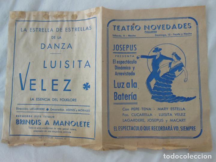 Coleccionismo: LUZ A LA BATER&Iacute;A. TEATRO NOVEDADES. Pollensa